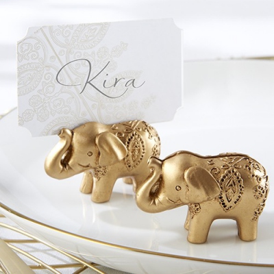 WPCH2027 Lucky Golden Elephant Place Card Holders