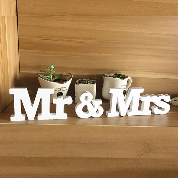 PPDC1037 Mr & Mrs Wood Alphabet Decoration/set  (white/red) - As Low As