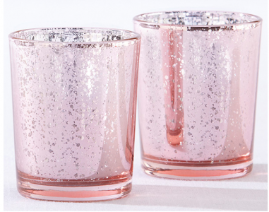 WCHH2010 Light Pink Mercury Glass Tea Light Holder