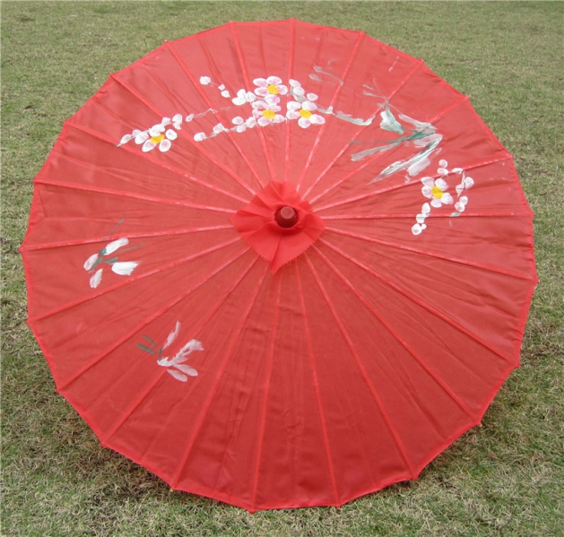 WU1005 Chinese Bamboo Silk Fabric Red Umbrella