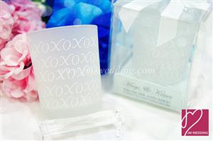 WCHH2002 "Hugs & Kisses From Mr. & Mrs." Frosted-Glass Tealight Holder