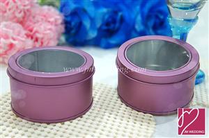 WSB2006-2 Purple Round Tin Containers With Clear Lids 